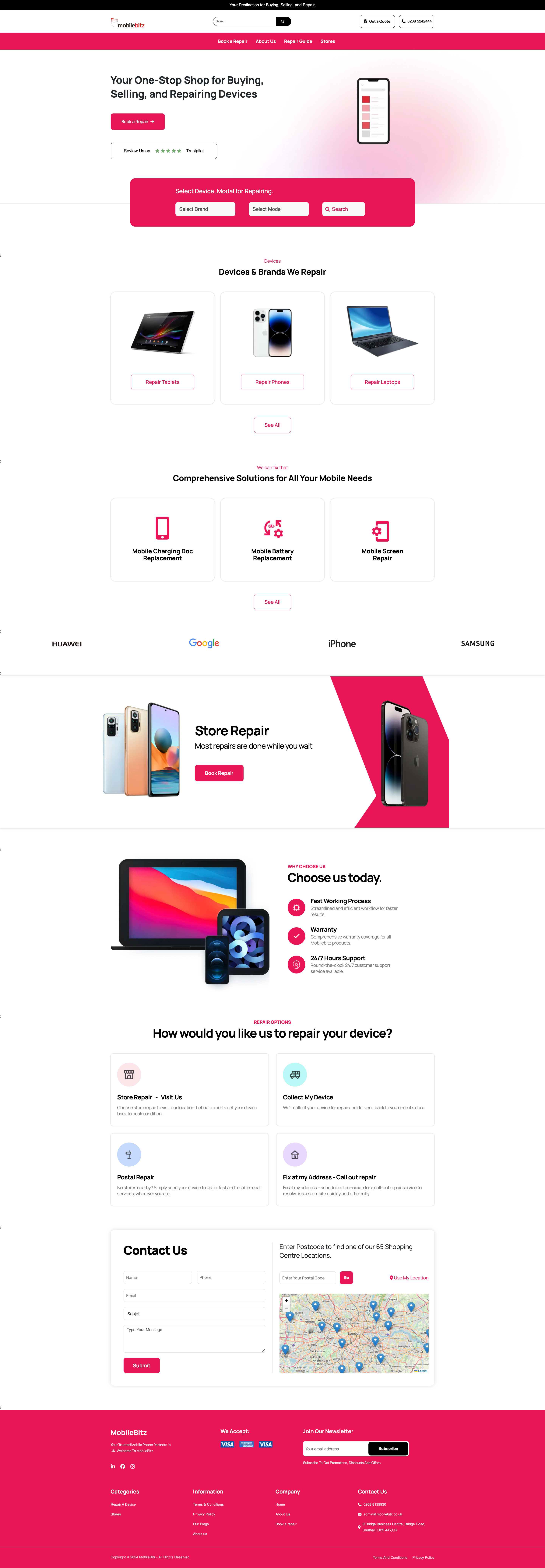 Screenshot of Mobile Repair Website